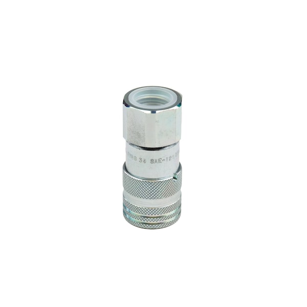 Skid Steer Coupling, 3571 PSI, 3/4  SAE F Thread, 3/4  F Flat Face